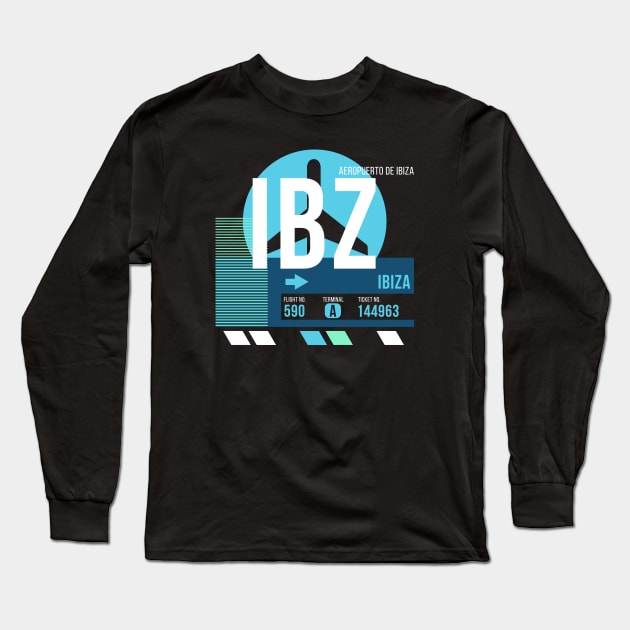 Ibiza (IBZ) Airport Code Baggage Tag A Long Sleeve T-Shirt by SLAG_Creative